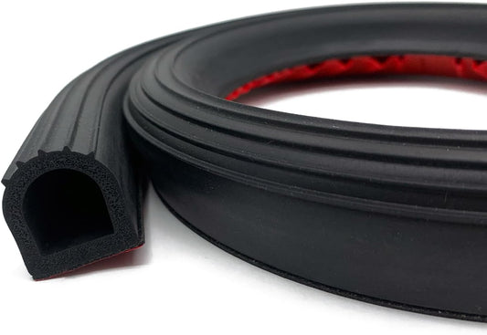 EPDM Rubber Seal Strip, Self-Adhesive D Shape Rubber Weather Stripping for RV, Boat, Auto, Truck, Marine, Garage Doors/Window and More, W:1"; H:1.1",10Ft