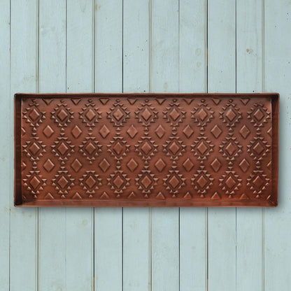 HF by LT Birch Forest Pattern Metal Boot Storage Tray, 30 x 13 inches, Antique Copper Finish