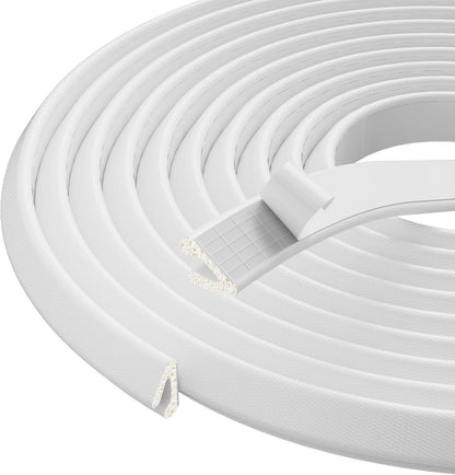 V Shape Thin Foam Weather Stripping Door Frame Seal Strip 19.7FT White, Draft Stopper, Insulation Winter, Weatherstripping, Gap Sealing, Soundproofing, Self-Adhesive Used for Exterior Front Door Side