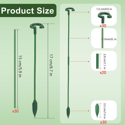 Pack of 30 Small Plant Stakes for Indoor Plants | 3 Size 6.7/10.7/14.6/ Inches Single Stem Plant Support Stakes for Phalaenopsis/Orchid Flower/Roses/Chrysanthemum/Succulent