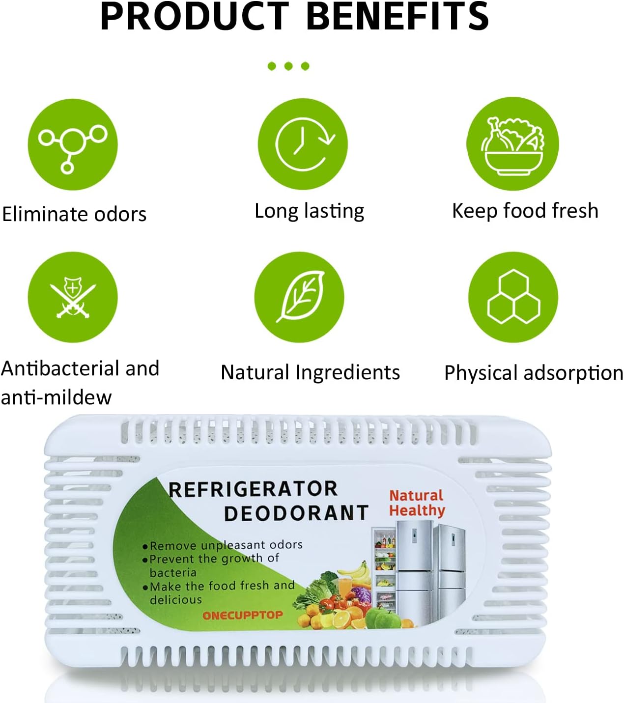 Refrigerator Deodorizer (6 Pack)-Fridge and Freezer Odor Eliminator,Natural Activated Charcoal Refrigerator Fight Odors