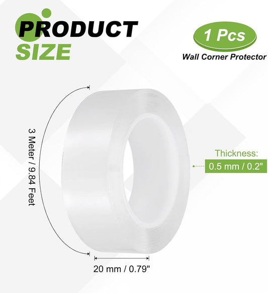 PATIKIL Clear Edge Protector Strip, 0.8 in x 9.8 ft Table Edge Protector Self Adhesive Cabinet Soft Corner Guard for Furniture Countertop Kitchen Wall Window