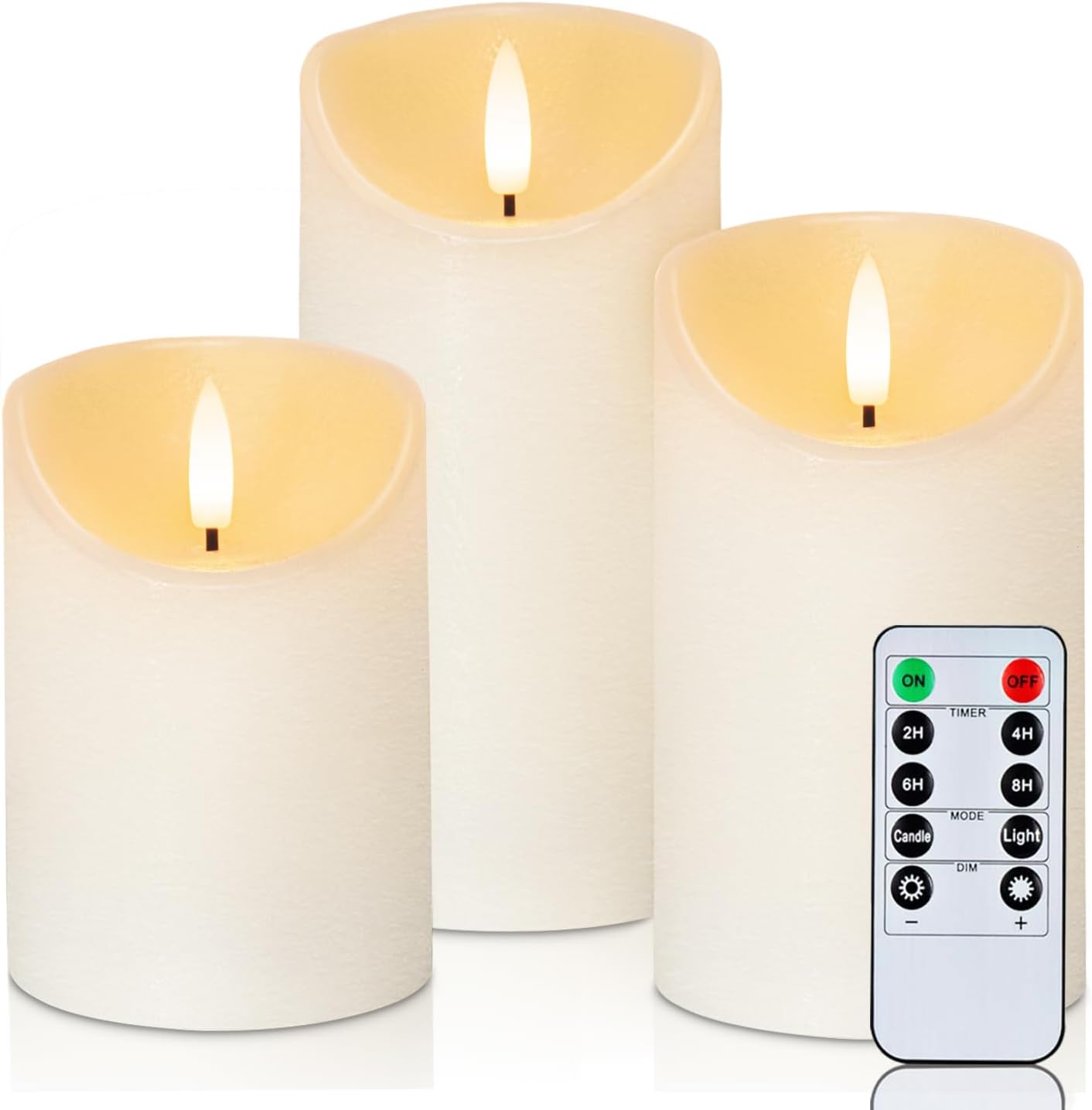 Homemory Dripping Wax Flameless Candles, Battery Operated Candles with Remote Control and Timers, LED Pillar Candles, Electric Fake Candles, 3" x 6", Set of 2