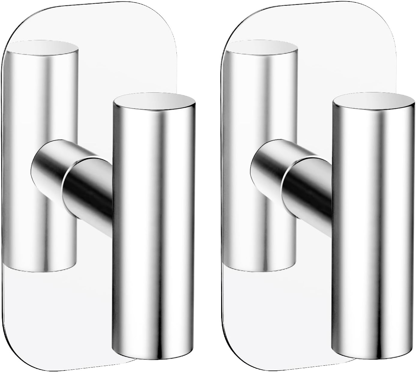 Adhesive Towel Hooks for Shower,Waterproof Heavy Duty Bathroom Hooks,Wall Mounted Sticky Hangers for Coats/Aprons/Robes,No Drilling(Black,2 Pack)