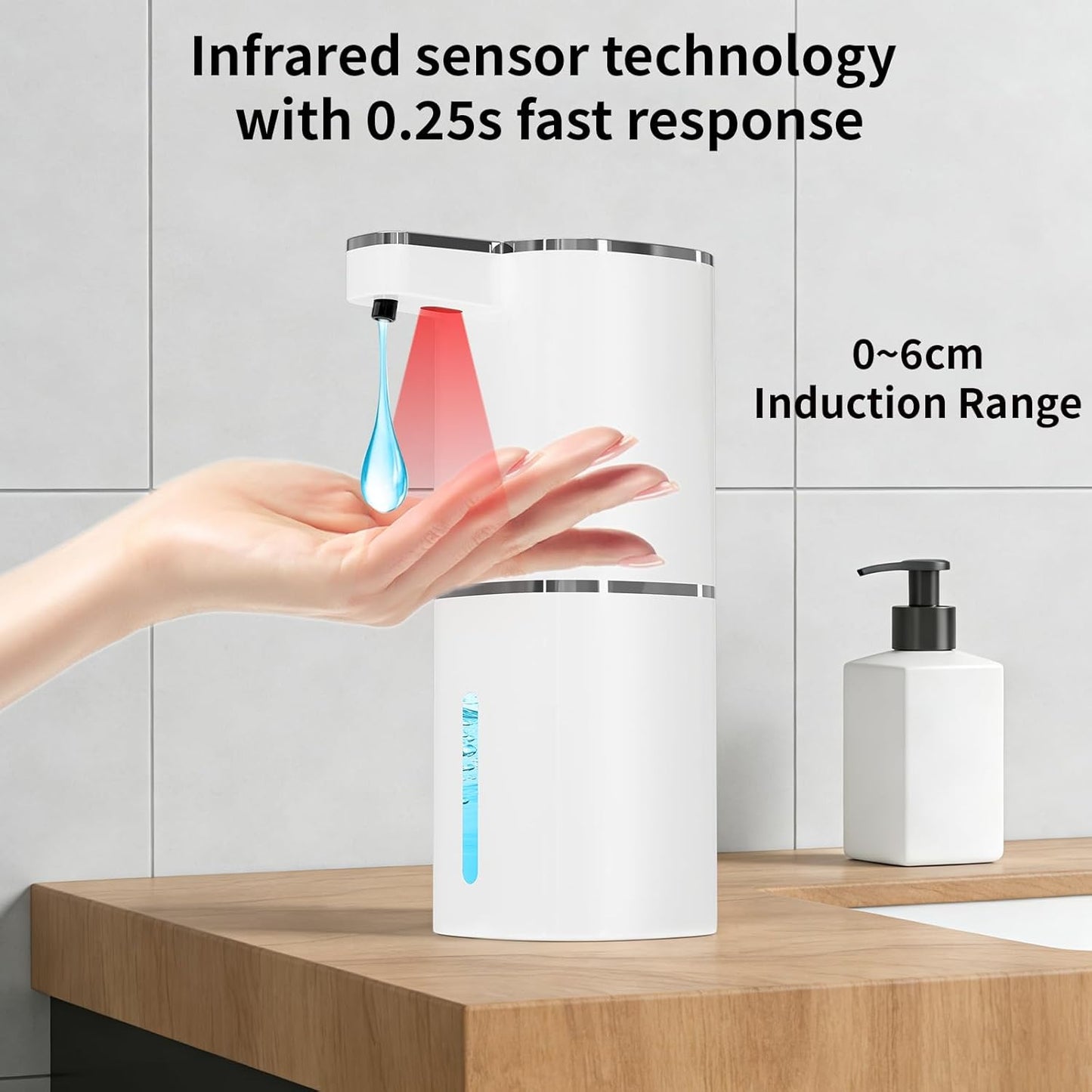 Automatic Foaming Soap Dispenser, Touchless Rechargeable Hand Soap Dispenser, 4 Adjustable Levels, 1200mAh Battery, Large Display, for Kitchen & Bathroom (Black, Foaming)