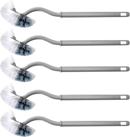 UPKOCH Curved Handle Toilet Brush 5pcs Set Gray Under Rim Toilet Bowl Cleaning Brush for Bathroom, Hard-to-Reach Areas Scrubber, Sturdy Household Restroom Cleaning Tool