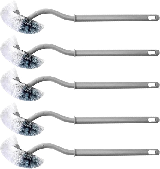 UPKOCH Curved Handle Toilet Brush 5pcs Set Gray Under Rim Toilet Bowl Cleaning Brush for Bathroom, Hard-to-Reach Areas Scrubber, Sturdy Household Restroom Cleaning Tool