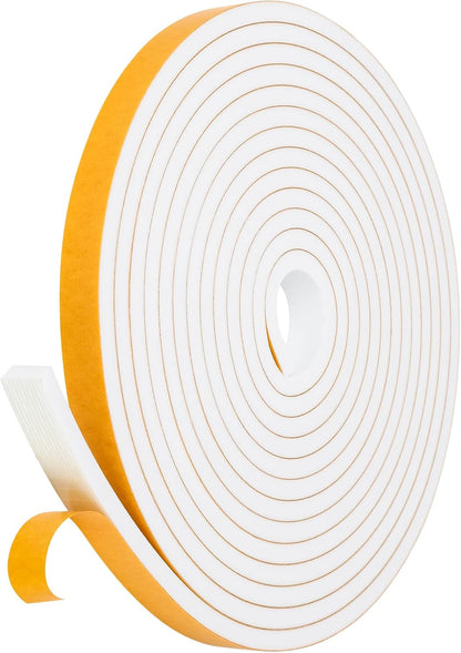 16Feet Weather Stripping Seal (1/2 Inch X 1/4 Inch) for Door Window, High Density Foam Tape, Soundproofing, Insulation Strip, Door Sealers for Door Frame- White