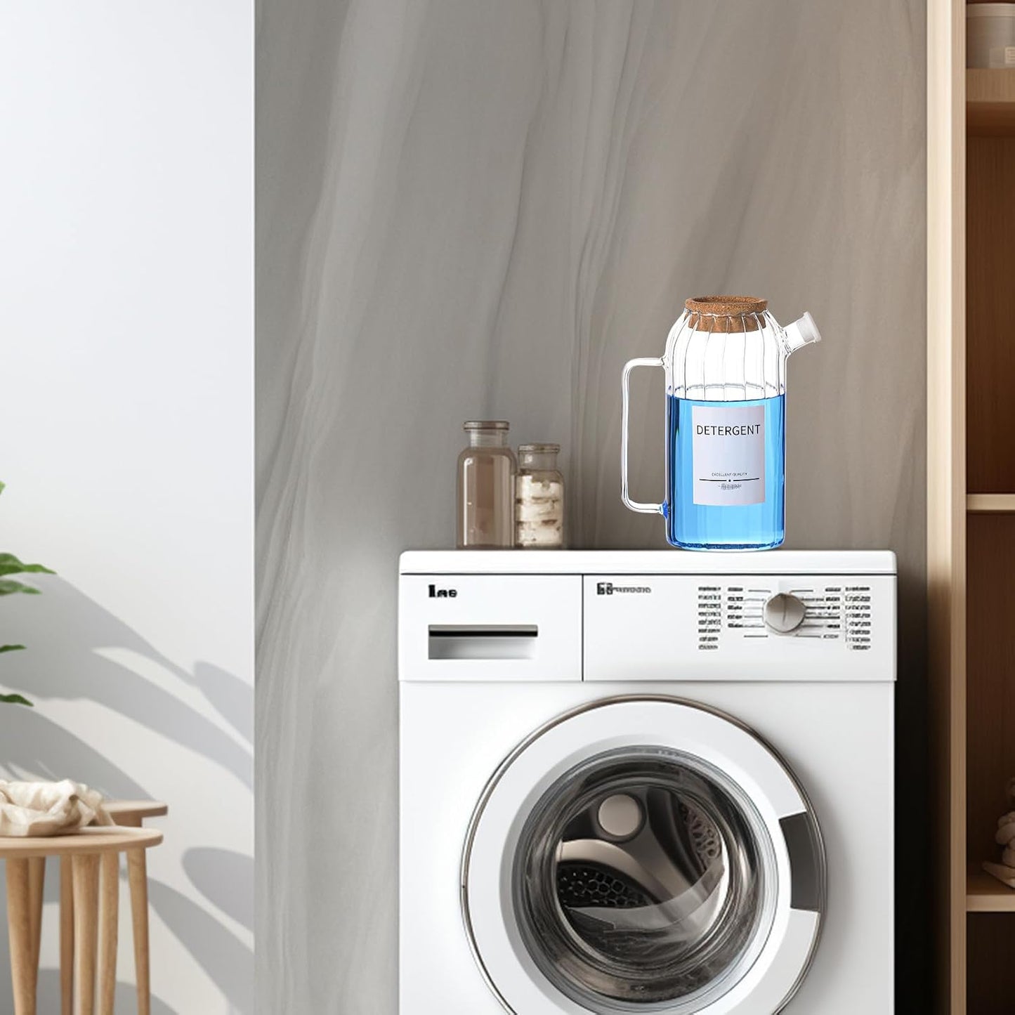 60oz Liquid Laundry Detergent Dispenser with Lables,Glass Laundry Detergent Dispenser,Laundry Detergent Container Laundry Liquid Dispenser