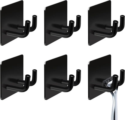 Hawsam 6 Pack Self Adhesive Wall Hooks for Hanging Heavy Duty 44LB(Max) Adhesive Towel Hooks 304 Stainless Steel Sticky Hooks for Robe Coat, Waterproof Shower Hooks for Bathroom Kitchen