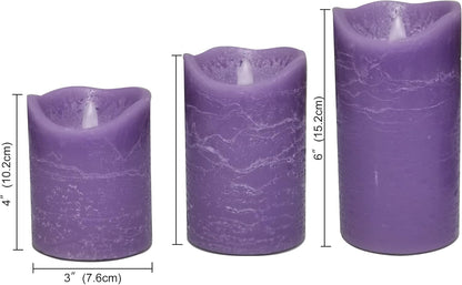 Battery Operated Flameless Candles with Remote Timer Real Wax Realistic Bright Flicker Flickering Electric Electronic LED Pillar Lights Home Wedding Party Decorations Set of 3 Rustic Texture Gray Grey