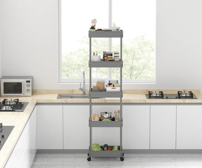 Sooyee 3 Tier Rolling Cart with Wheels, Slim Storage Cart, Under Desk Narrow Rolling Utility Cart Storage Organizer for Office Bathroom Kitchen Laundry Room Narrow Places, White, Plastic and Metal