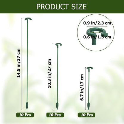Pack of 30 Small Plant Stakes for Indoor Plants | 3 Size 6.7/10.7/14.6/ Inches Single Stem Plant Support Stakes for Phalaenopsis/Orchid Flower/Roses/Chrysanthemum/Succulent