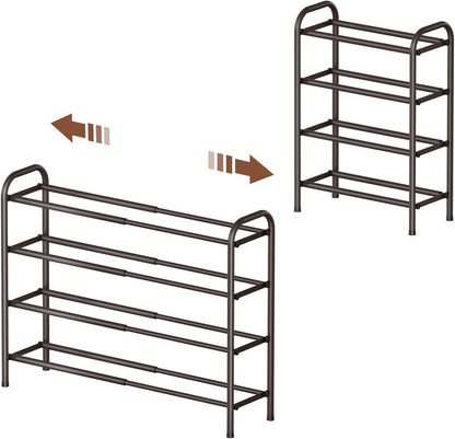 Gonfoam Shoe Rack for Closet, Expandable Shoe Organizer Storage Shelf, Adjustable Metal Free Standing Small Closet Shoe Rack for Entryway, Doorway (2-Tier Black)