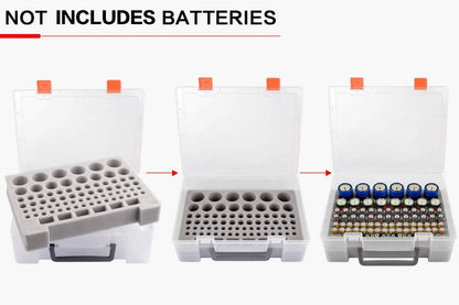 Battery Organizer Storage Box, Garage Storage Containers Case Holder with Checker Tester Fits for AA AAA C D 9V Lithium 3V (Not Includes Batteries Pack)