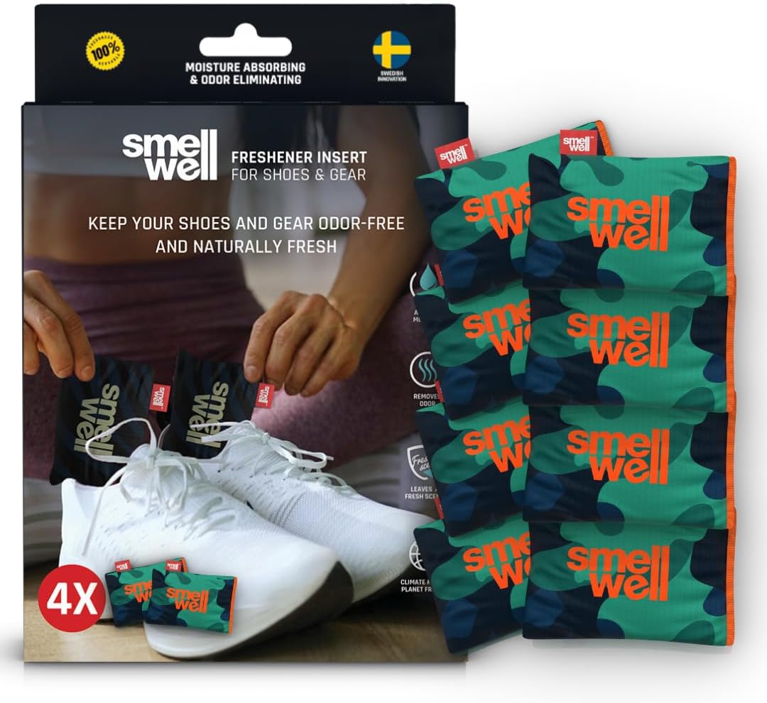 SmellWell - Scented Shoe Deodorizer Inserts - Odor Eliminators - Activated Bamboo Charcoal + Minerals - Natural Fresheners for shoes, bags, gloves - 2 x 1.8oz Original Size - Black Zebra