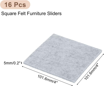 uxcell Furniture Pads, 16Pcs 2.5" - Square Self Adhesive Felt Furniture Pads, Floor Protectors for Furniture Feet Chairs Legs Hardwood Floors (Brown)