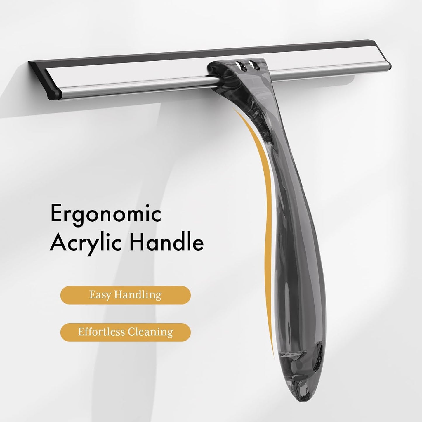 AmazerBath Shower Squeegee for Glass Doors, All-Purpose Squeegee with Suction Hook & Adhesive Hook, Clear Squeegee for Shower Glass, Windows, Mirrors, Tiles and Car Windows - 10 Inches, Clear