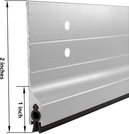 Door Metal Draft Stopper 2x32 inches Aluminum Mouse Blocker Silver | 2" Width 32" Length Metal Sweep Door Seal Cover 1-1/8 inch Gap Stop Under Doors Drafty