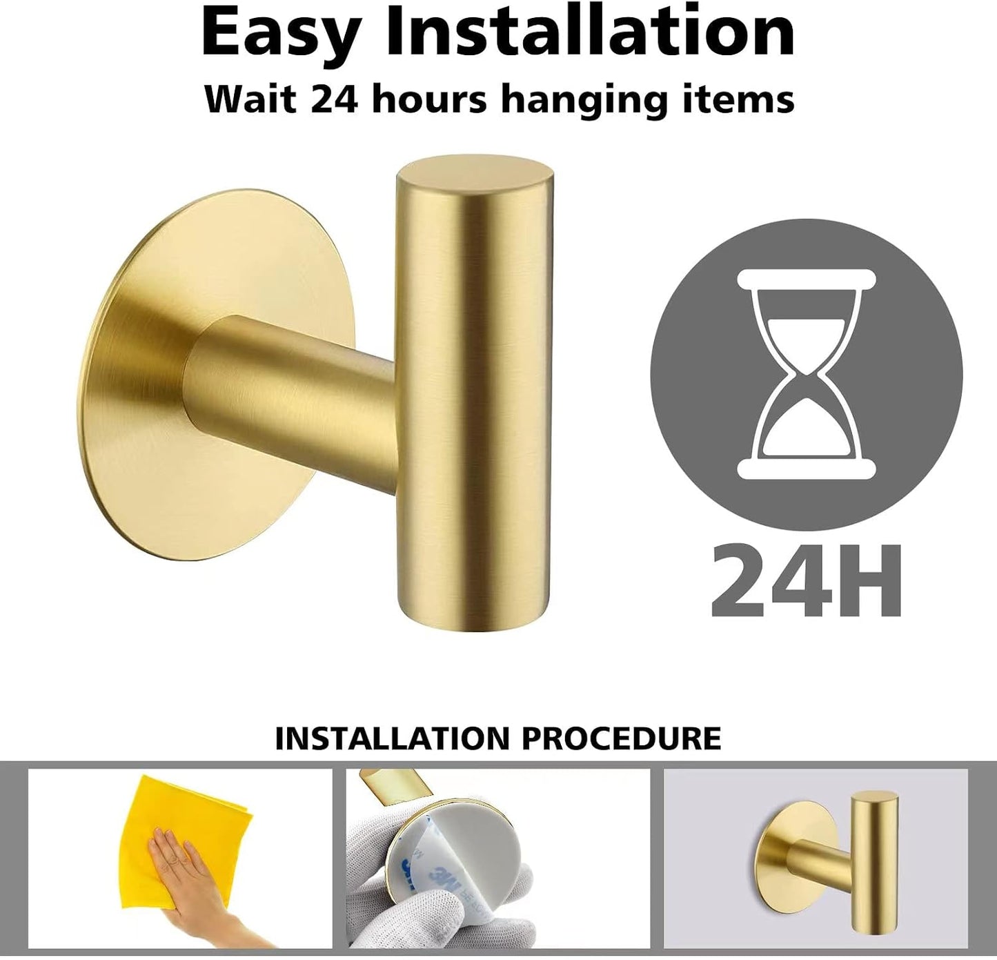 Bntuk Adhesive Hooks Heavy Duty Wall Hooks Stainless Steel Waterproof Shower Hook, Adhesive Holder Coat Hook for Hanging, Wall Mounted Towel Hooks for Bathroom Glass Window- 2 Pack