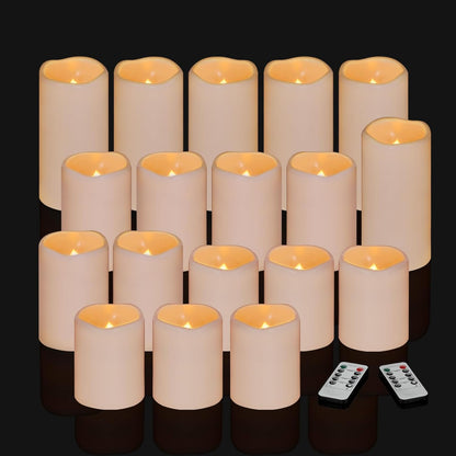 Flameless Candles 4" 5" 6" Set of 3 Ivory Outdoor Indoor Pillars 3" Diameter Battery Operated Flickering Candles Include 10-Key Remote Timer Function 400+ Hours Requires 2 AA Batteries（3 Pack)
