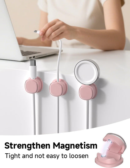 Magnetic Cable Clips, Adjustable Cord Holder Management, Adhesive Wire Keeper Organizer for Home Office Desk Phone PC Car Wall Desktop Nightstand Appliance (9-Pack Black Crystal)