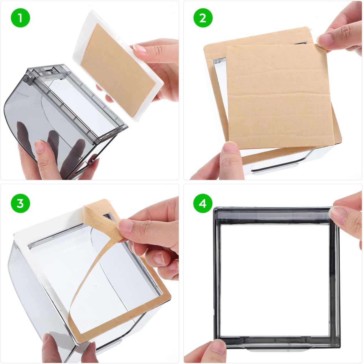 Outlet Covers Box: Clear Plastic Indoor Waterproof Electrical Outlet Cover Plug Baby Proof Receptacle Protector for Home Kitchen Bathroom Hotel Wall, Self Adhesive, Easy Install