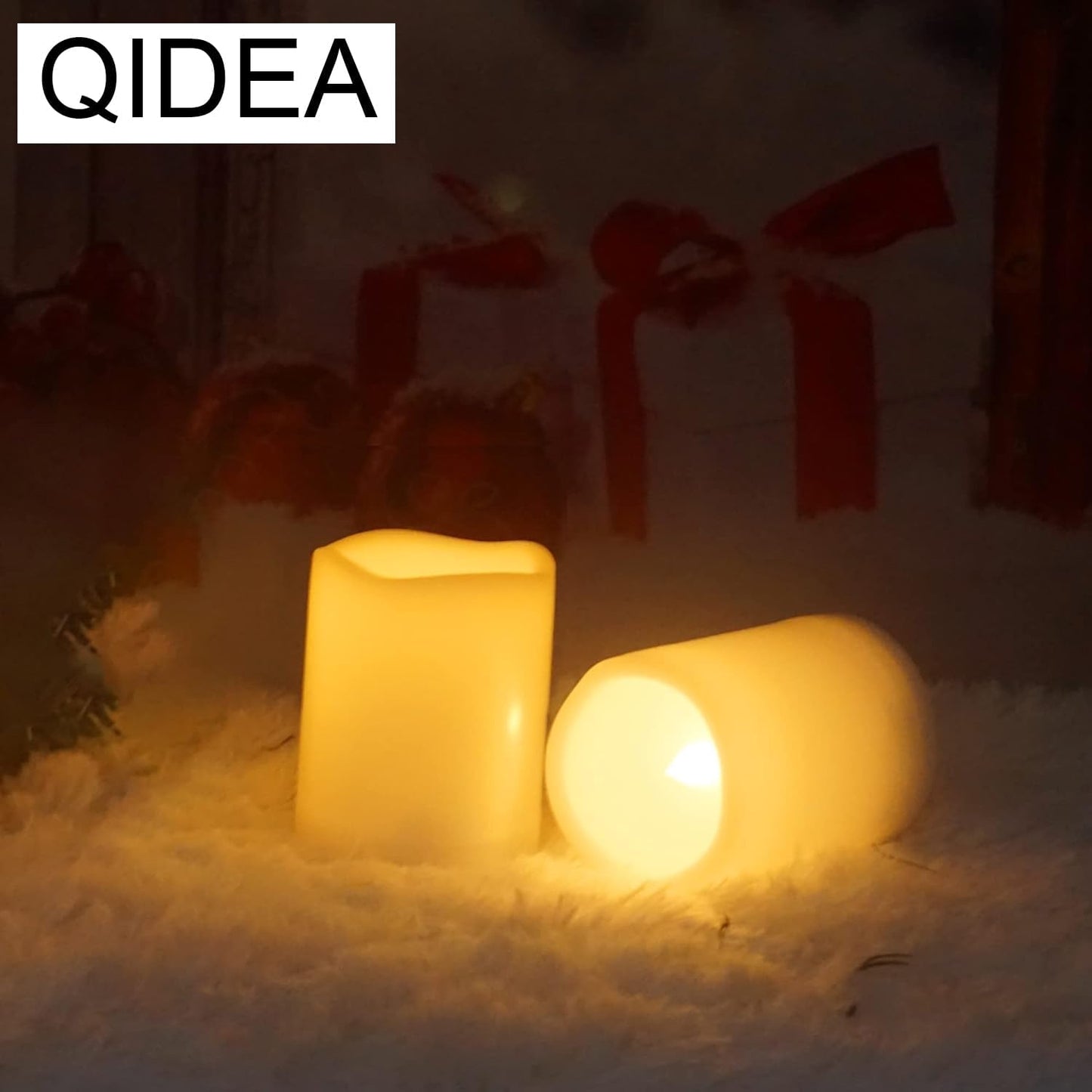 Outdoor Waterproof Battery Operated Flameless LED Pillar Candles with Remote Timer Flickering Electric Plastic Resin Decorative Lights for Xmas Christmas Wedding Party Decorations Gifts Supplies 3 PCS