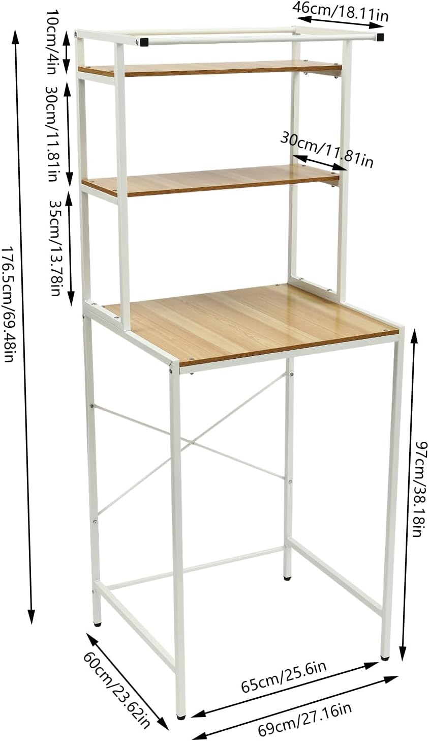 3 Tier Wooden Over The Washer and Dryer Storage Shelf, Bathroom Shelf Washing Machine Storage Shelves Utility Rack Freestanding Laundry Drying Rack Heavy Duty for Bathroom