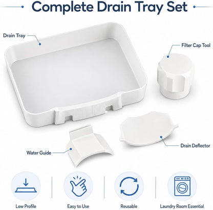 Washing Machine Drain Funnel Tray, Universal Washer Drain Tray and Water Catcher Guide for Front Load Filter Cleaning, Laundry Pump Maintenance Accessory，1pcs