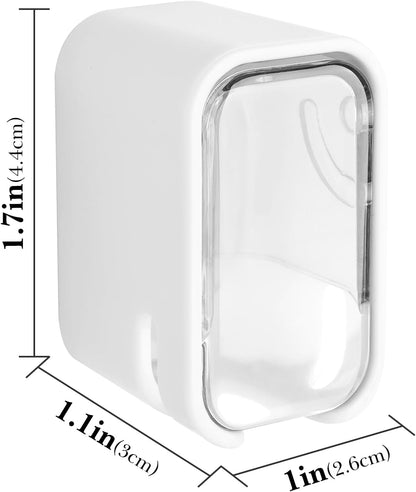 2 PCS Toothbrush Holder Wall Mounted with Cover for Bathroom, Self Adhesive Toothbrush Storage Organizer for Shower, Mini Toothbrush Hanger Rack for Dorm, Cabinet (Black)