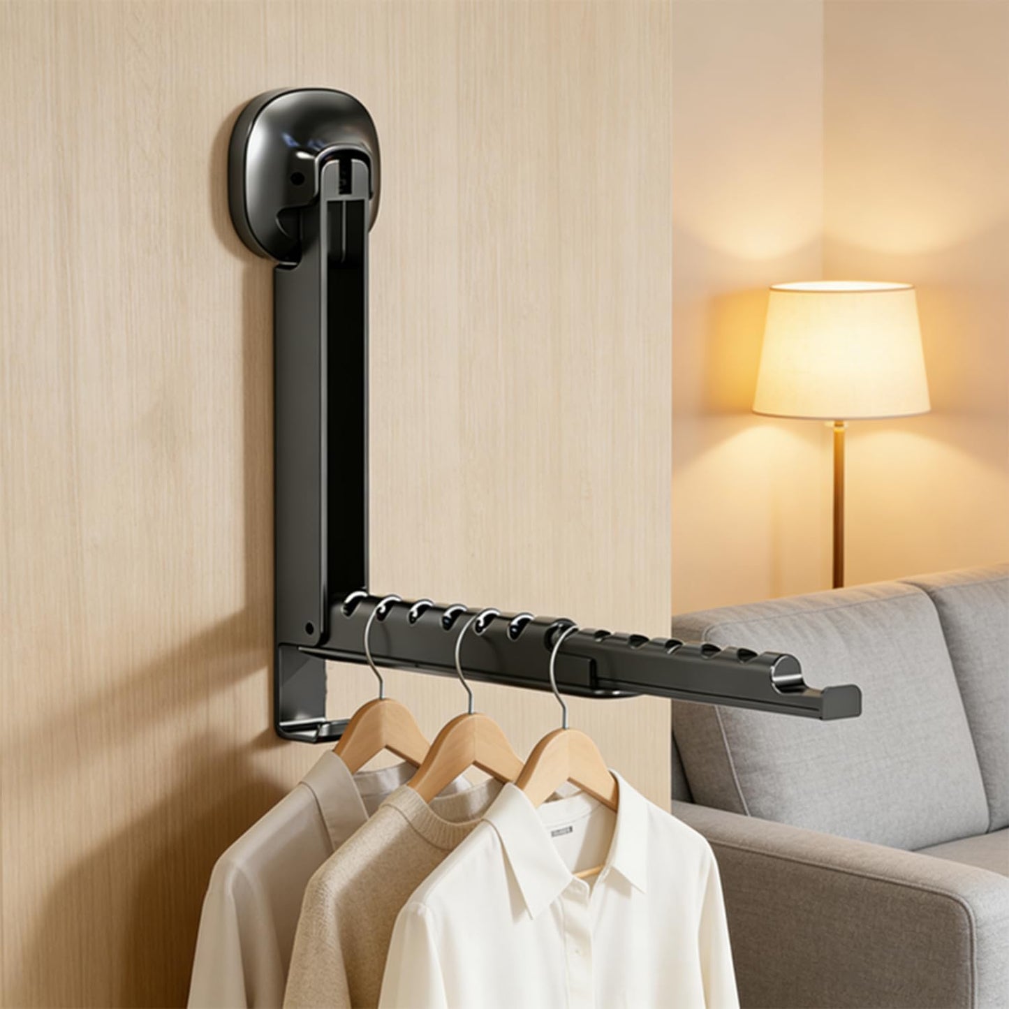 Wall Mounted Foldable Clothes Drying Rack with Suction Cup, White | Suction Cup, Retractable, Portable Over The Door Hooks, For Laundry Bathroom RV Balcony