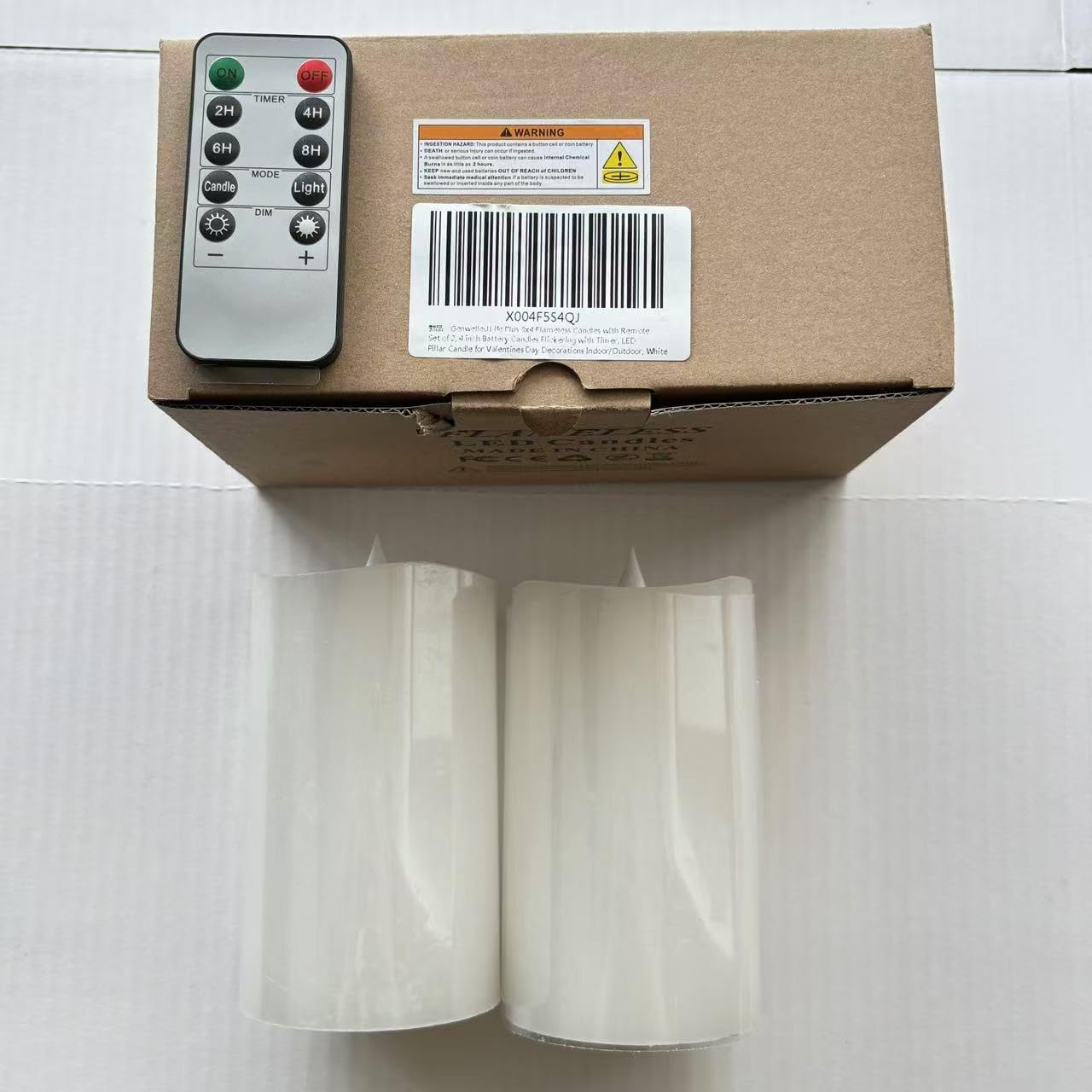 3x3 Flameless Candles with Remote Set of 2, 3 inch Battery Candles Flickering with Timer, LED Pillar Candle for Indoor/Outdoor, White