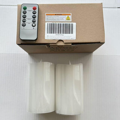 3x3 Flameless Candles with Remote Set of 2, 3 inch Battery Candles Flickering with Timer, LED Pillar Candle for Indoor/Outdoor, White