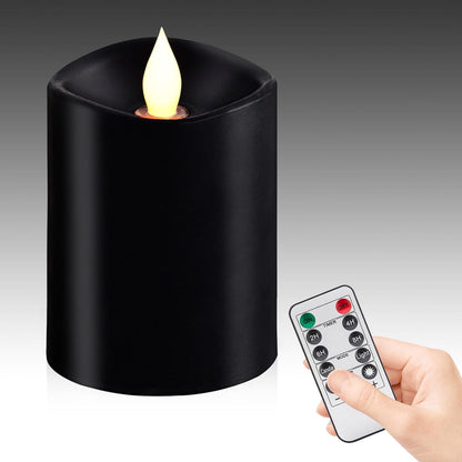3"x4" Flickering Flameless Battery Candles with Timer, White Realistic LED Pillar Candles, Set of 2 Large Remote-Operated Candles for Home Indoor/Outdoor & Holiday Decor