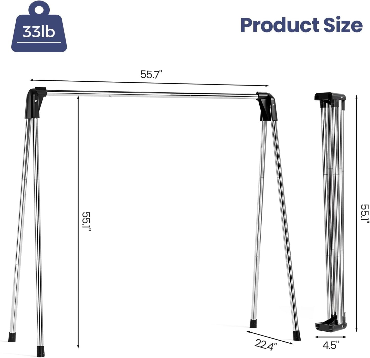 APEXCHASER Clothes Drying Rack Foldable, Stainless Steel Laundry Drying Rack Collapsible, Clothes Hanger for Sweater Baby Clothes Towel for Indoor & Outdoor, Portable Clothes Airer for Travel