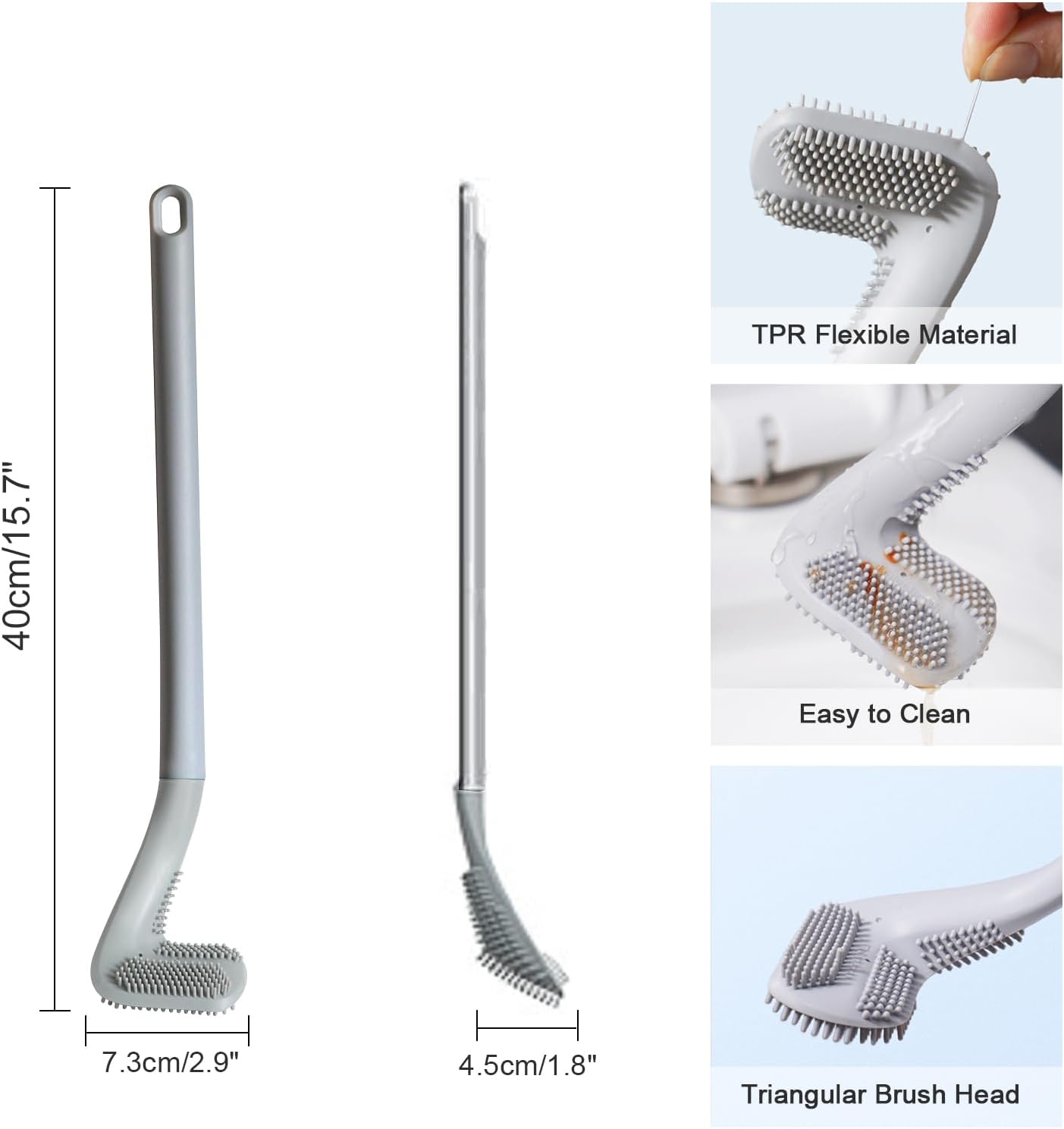 3 Pack Golf Toilet Brush, Flexible Long Handled Toilet Cleaning Brush, 360° No Dead Space Deep Toilet Cleaning Brush, Toilet Brush for Bathroom, with Hook (White + Blue + Grey)