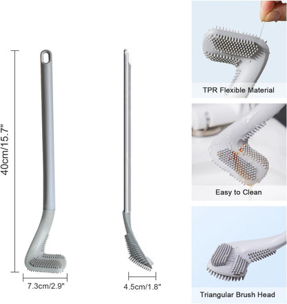 3 Pack Golf Toilet Brush, Flexible Long Handled Toilet Cleaning Brush, 360° No Dead Space Deep Toilet Cleaning Brush, Toilet Brush for Bathroom, with Hook (White + Blue + Grey)