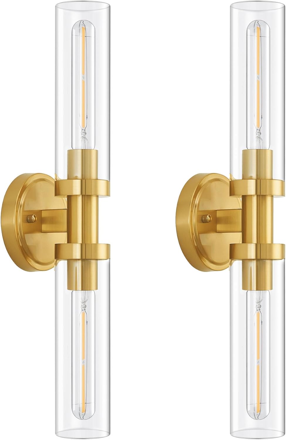 SANTOSTOCK Gold Battery Operated Wall Sconce Set of 2, 12000mAh Rechargeable Wall Lights with Remote Control, Wireless Dimmable Wall Lamps for Bedroom Living Room Bathroom Hallway Stairwell