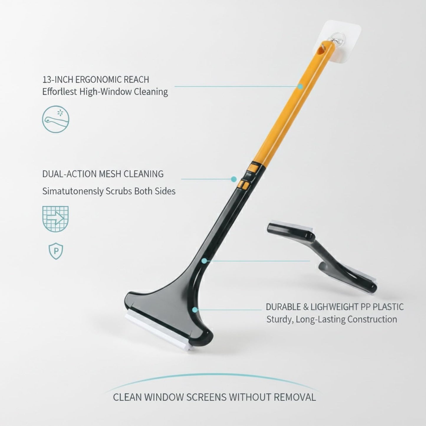 Versatile Double-Sided Screen & Glass Cleaning Brush, Multipurpose Mesh Tool for Fixed Windows, Durable PP Plastic