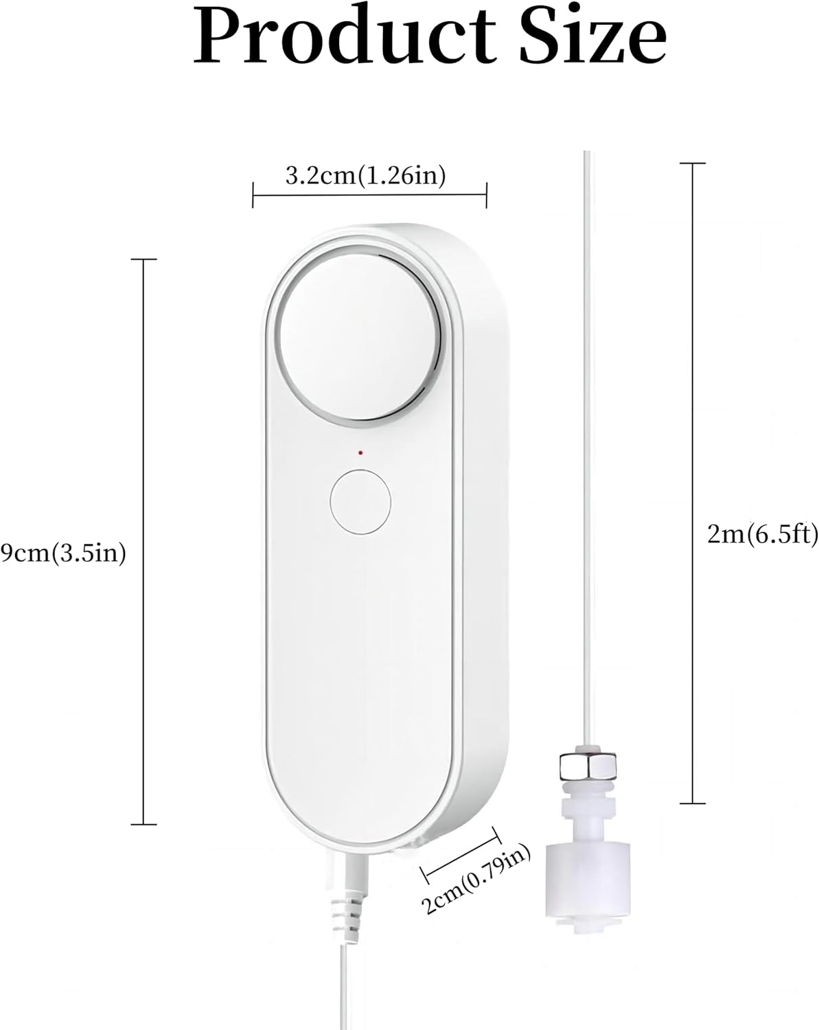 WiFi Water Level Detector Tuya Smart Sensor Alarm Dual Probe Loud Volume APP Alert Monitoring with 6.5 Feet Detection Line for Swimming Pool Fish Tank Aquarium
