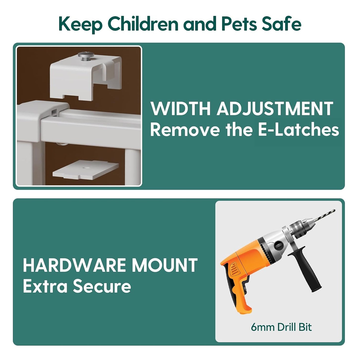 Babelio Baby Gate for Stairs, Kitchen & Doorways, No Bottom Bar| One-Handed Operation| Auto-Close| Hardware Mount (Drill Needed) Safety Dog/Pet Gate (Black - B17, 26-43" W, 28" H)
