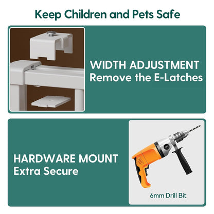 Babelio Baby Gate for Stairs, Kitchen & Doorways, No Bottom Bar| One-Handed Operation| Auto-Close| Hardware Mount (Drill Needed) Safety Dog/Pet Gate (Black - B17, 26-43" W, 28" H)