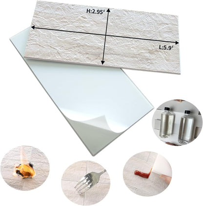 AULIGET 100 Piece Rust Slate Peel and Stick Backsplash Wall Tiles, 3" x 6" PVC Faux Stone Stick on Tiles for Backsplash Kitchen, Bathroom, Laundry Room, Camper, Fireplace