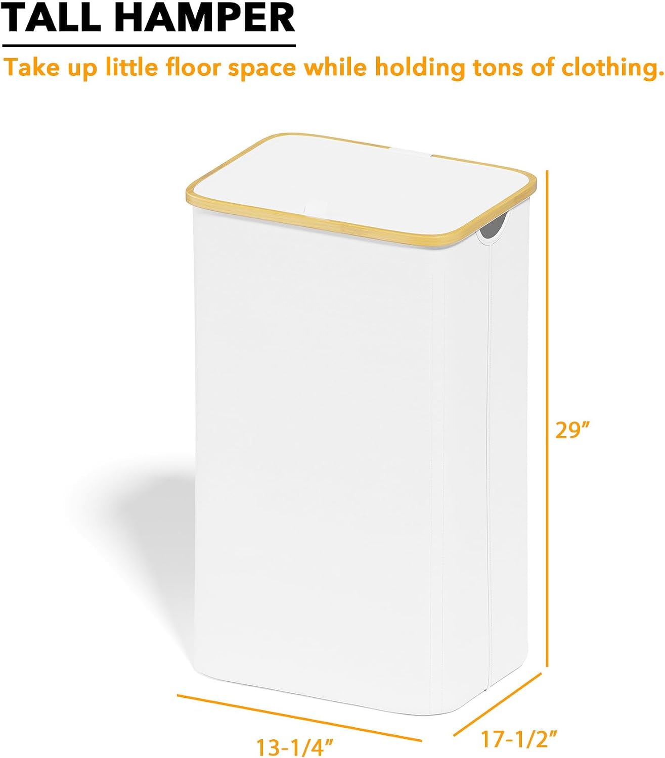 SpaceAid Double Laundry Hamper 2 Section with Lid and Removable Laundry Bags, 160L Clothes Basket with Bamboo Handles, Large Collapsible Hamper for Bedroom, Bathroom, Dorm, Laundry Room - White