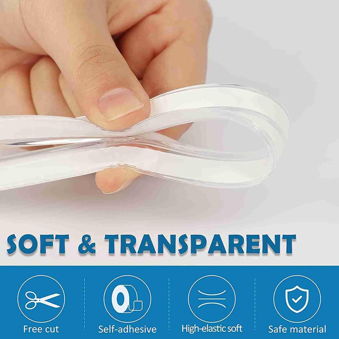 Clear Soft Edge Protector Strip, Soft PVC Baby Proofing Edge Protector with Strong Adhesive for Desk Wall Furniture Corner Safety Protection (3meter)