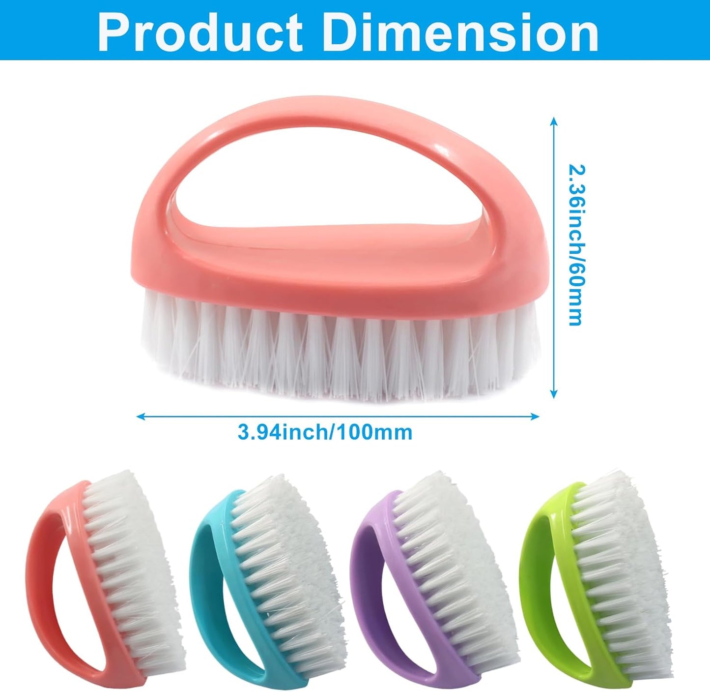 BokWin 2-Pack Heavy-Duty Scrubbing Brushes for Cleaning with Stiff Nylon Bristles, Scrubber Cleaner Brush for Tile, Bathtub, Sink & Kitchen Surfaces, Comfort Grip Handle (Purple and Pink)