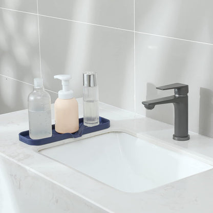 MicoYang Silicone Bathroom Soap Dishes with Drain Spout-Bathroom and Kitchen Sink Organizer,Sponge Holder,Dish Soap Tray,Perfect for Dispenser,Scrubber,Bottle,Cup on Sink or Counter-Coffee 4.9"×3.2"