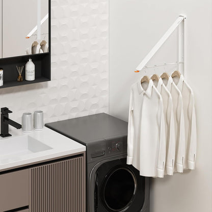 Retractable Clothes Drying Rack for wall clothes hanger rack for Laundry | Folding Hanger Rack Laundry Hanger Dryer Rack, Easy to Install, Closet Storage Organization, Space Saving Aluminium,Walnut