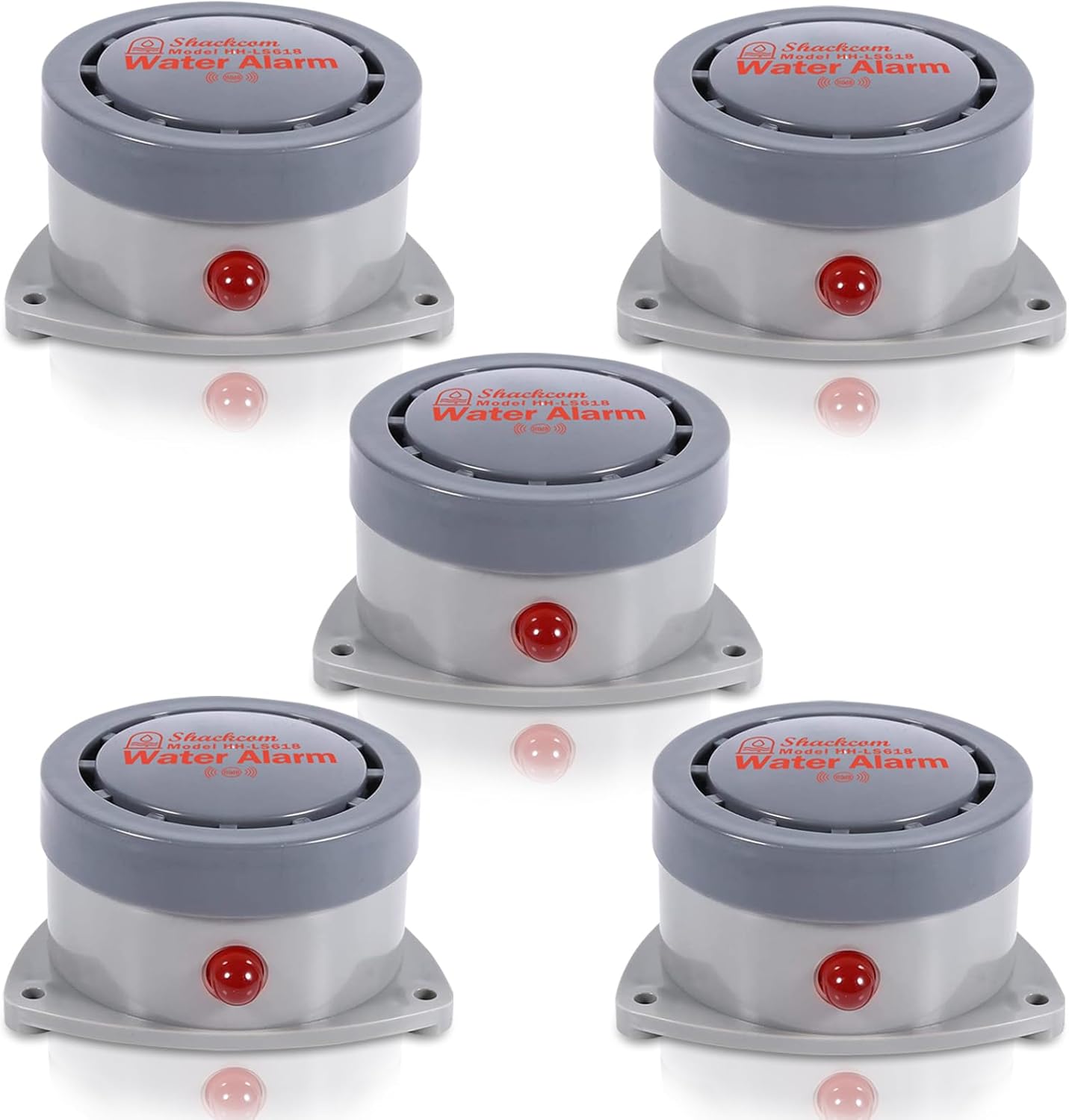 Water Leak Detector 2 Pack, Shackcom Water Alarm 110DB, Wireless, Waterproof & Battery-Operated, Audio and Light Alerts for Bathroom, Kitchen & Home Security ( Battery Not Included )